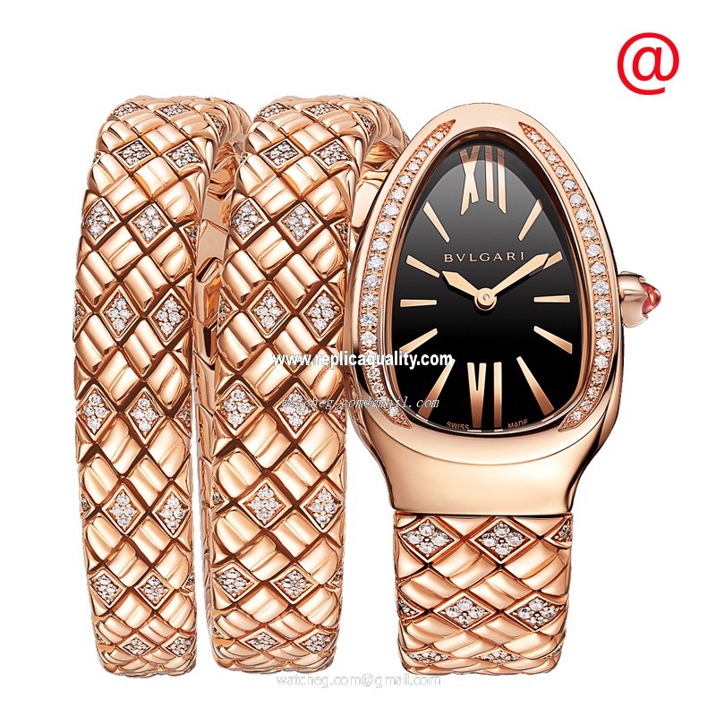 Bulgari SERPENTI SPIGA 103252 Quartz 18kt Rose Gold & Diamonds Black