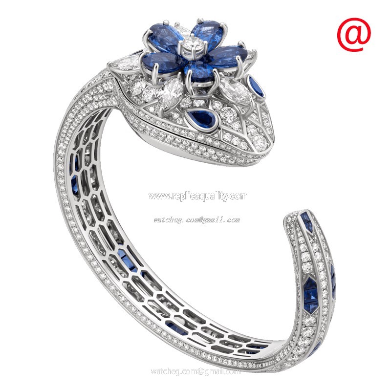 Bulgari SERPENTI SECRET 103020 Quartz 18kt White Gold & Sapphire Silver