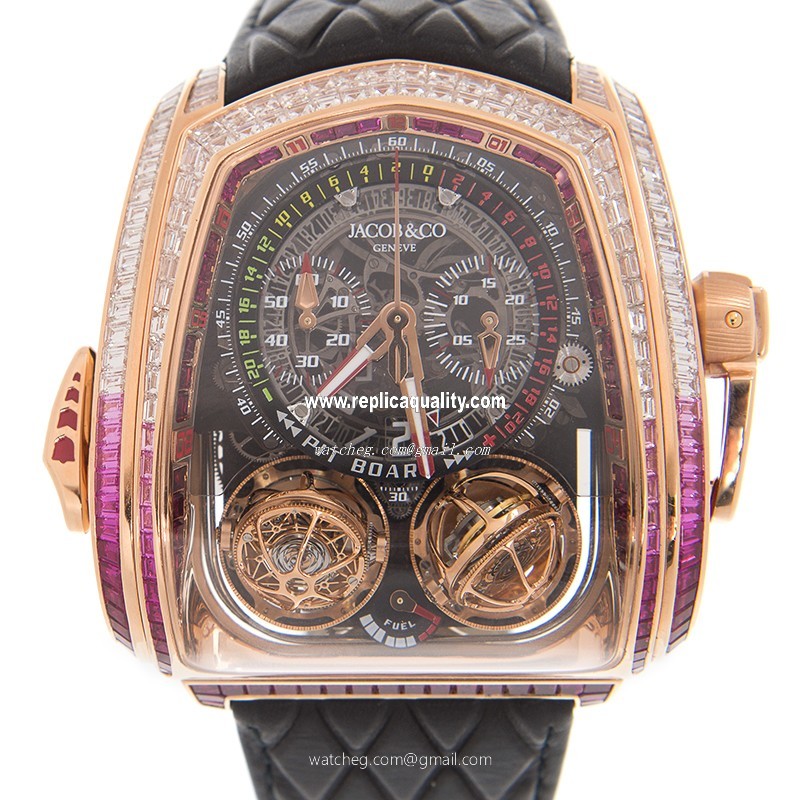 Jacob & Co TWIN TURBO TT800.40.BR.AA.AWA4S Manual Wind 18kt Rose Gold & Diamonds Black
