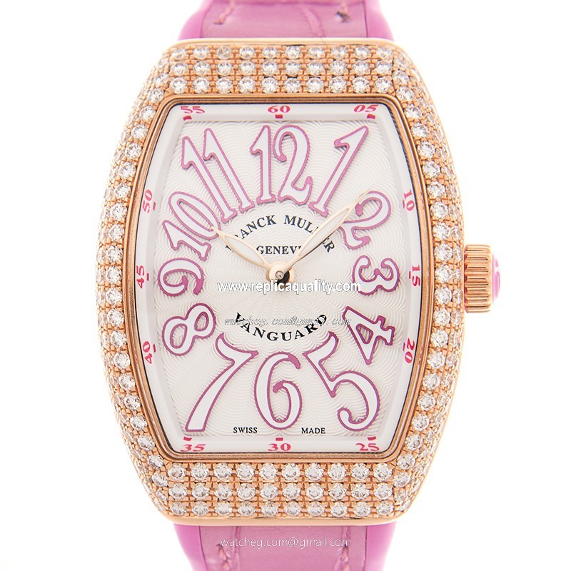 Franck Muller VANGUARD V 29 QZ D (5N.RS) Quartz 18kt Rose Gold & Diamonds White