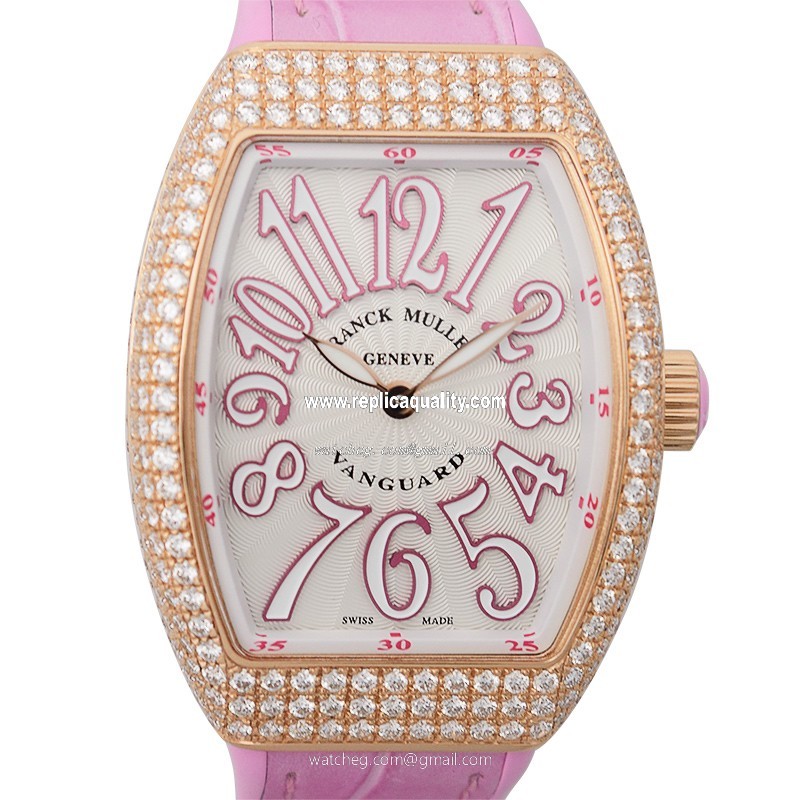 Franck Muller VANGUARD V 32 QZ D (5N.RS) Quartz 18kt Rose Gold & Diamonds White