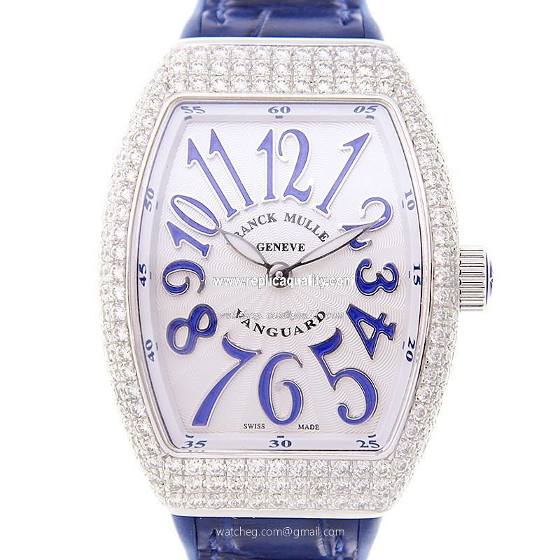 Franck Muller VANGUARD V 32 QZ D (AC.BU) Quartz Stainless Steel & Diamonds White