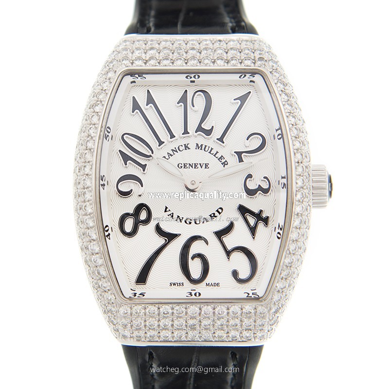 Franck Muller VANGUARD V 32 QZ D (AC.NR) Quartz Stainless Steel & Diamonds White