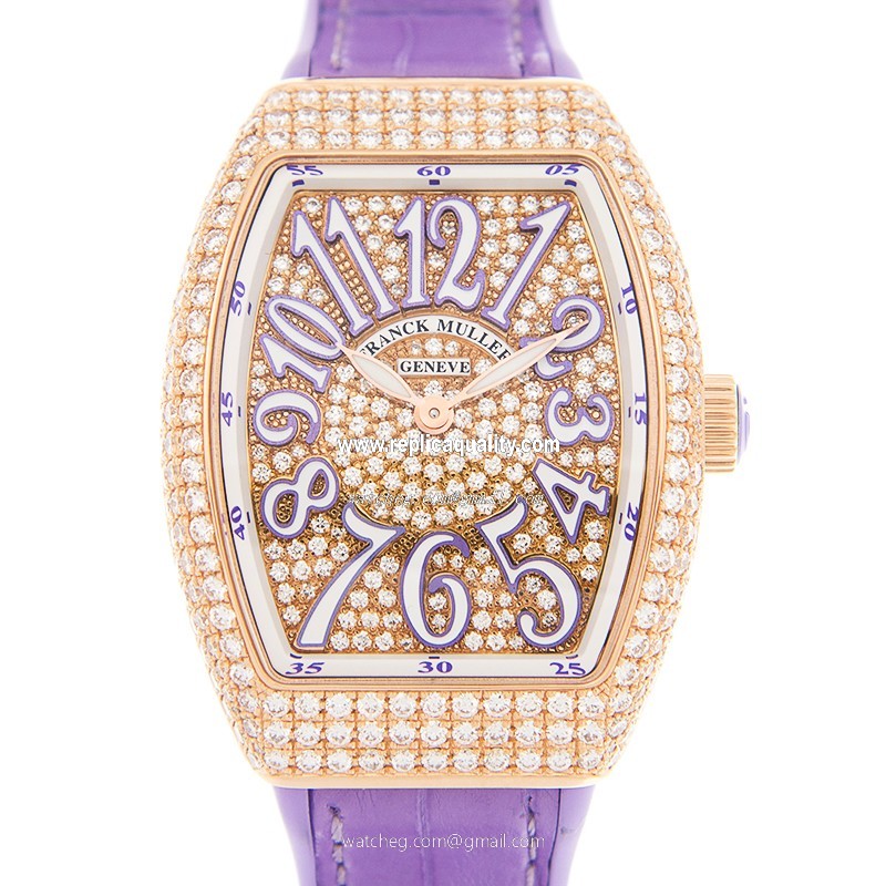 Franck Muller VANGUARD V 32 QZ D CD (5N.VL) Quartz 18kt Rose Gold & Diamonds Silver