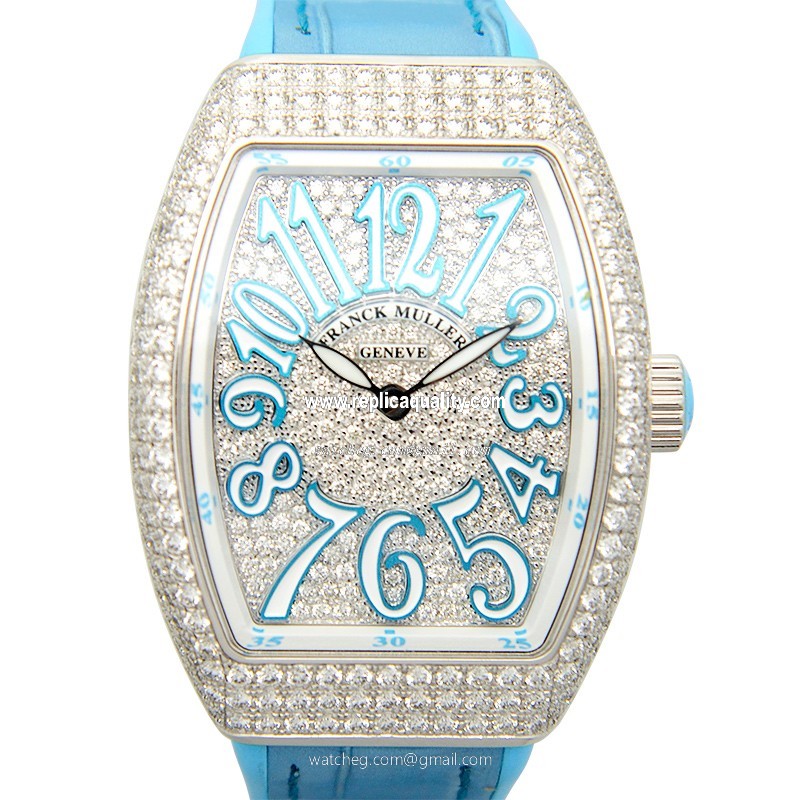 Franck Muller VANGUARD V 32 QZ D CD (AC.BL) Quartz Stainless Steel & Diamonds Silver