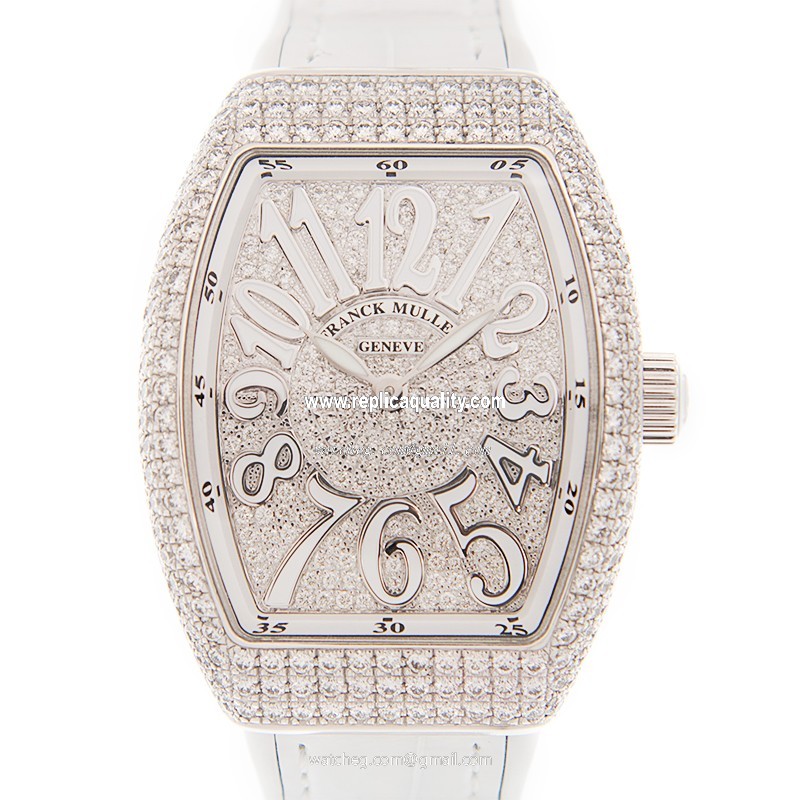Franck Muller VANGUARD V 32 QZ D CD (OG.BC) Quartz 18kt White Gold & Diamond Silver