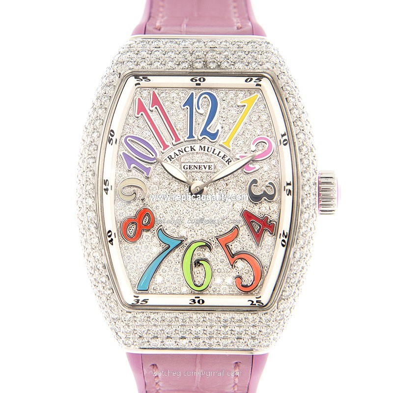 Franck Muller VANGUARD V 32 QZ D CD COL DRM (AC.RS) Quartz Stainless Steel & Diamonds Silver