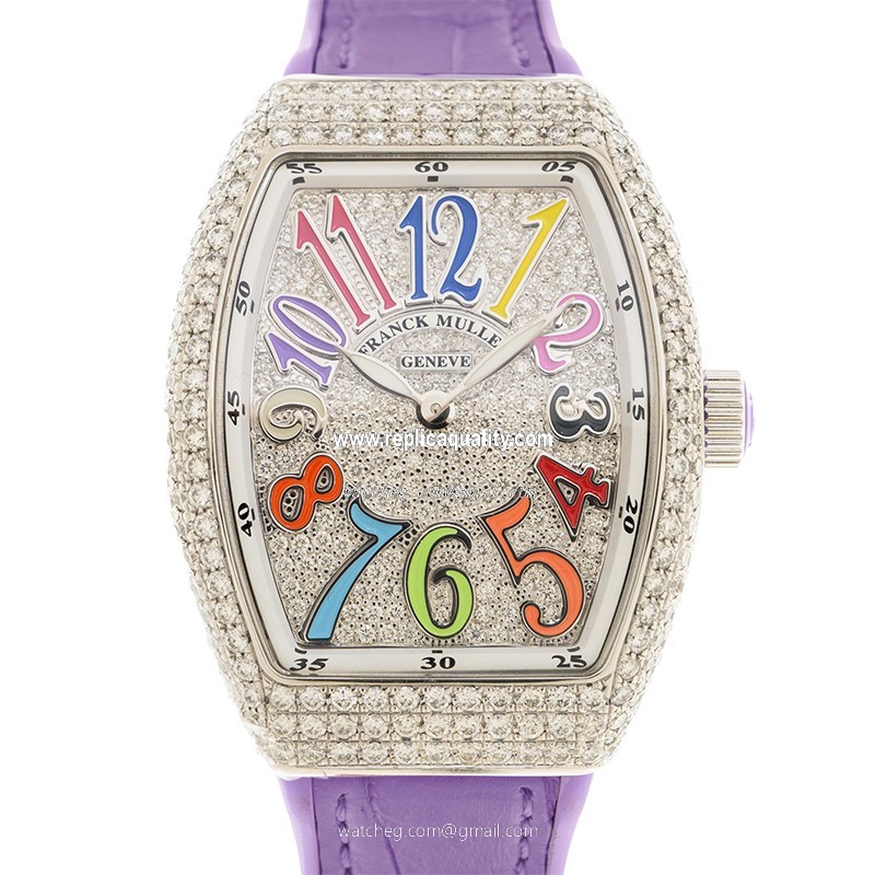 Franck Muller VANGUARD V 32 QZ D CD COL DRM (AC.VL) Quartz 18kt White Gold & Diamond Silver
