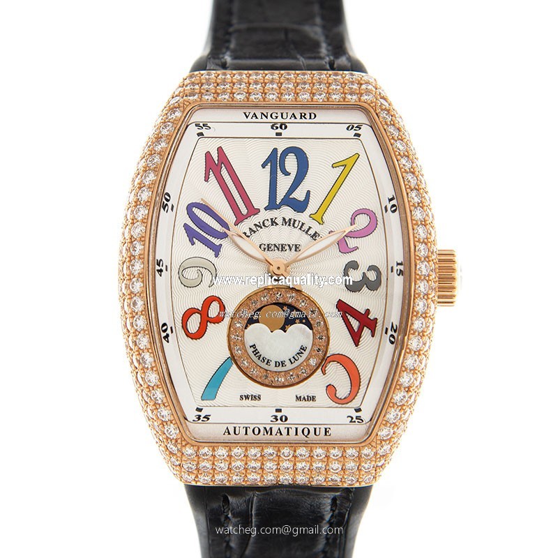 Franck Muller VANGUARD V 32 SC AT FO L D CD 1R COL DRM (5N.BC) Automatic 18kt Rose Gold & Diamonds White