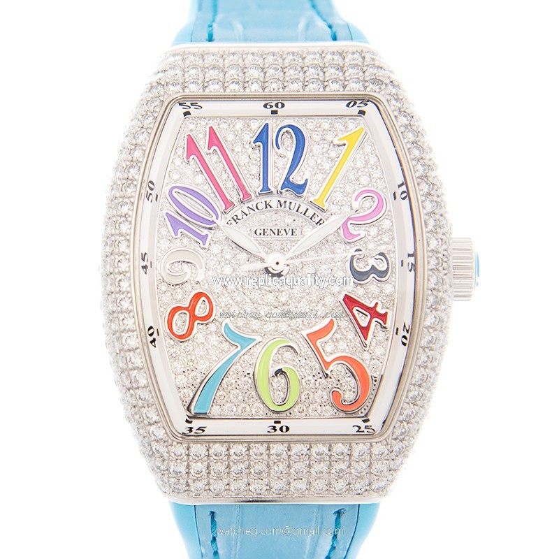 Franck Muller VANGUARD V 35 SC AT FO D CD COL DRM (AC.BL) Automatic 18kt White Gold & Diamond Silver