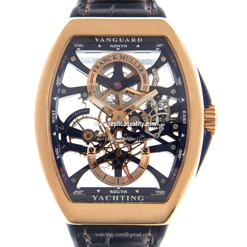 Franck Muller VANGUARD V 41 S6 SQT YACHTING ANC (5N.BL)  Manual Wind 18kt Rose Gold Transparent