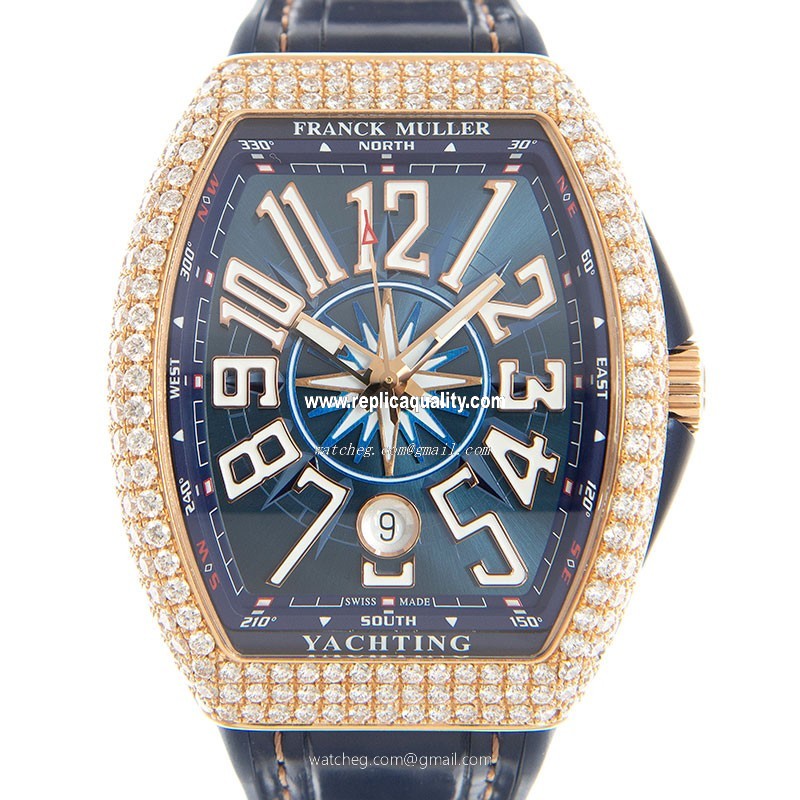 Franck Muller VANGUARD V 41 SC DT D YACHTING (5N.BL) Automatic 18kt Rose Gold & Diamonds Dark Blue 