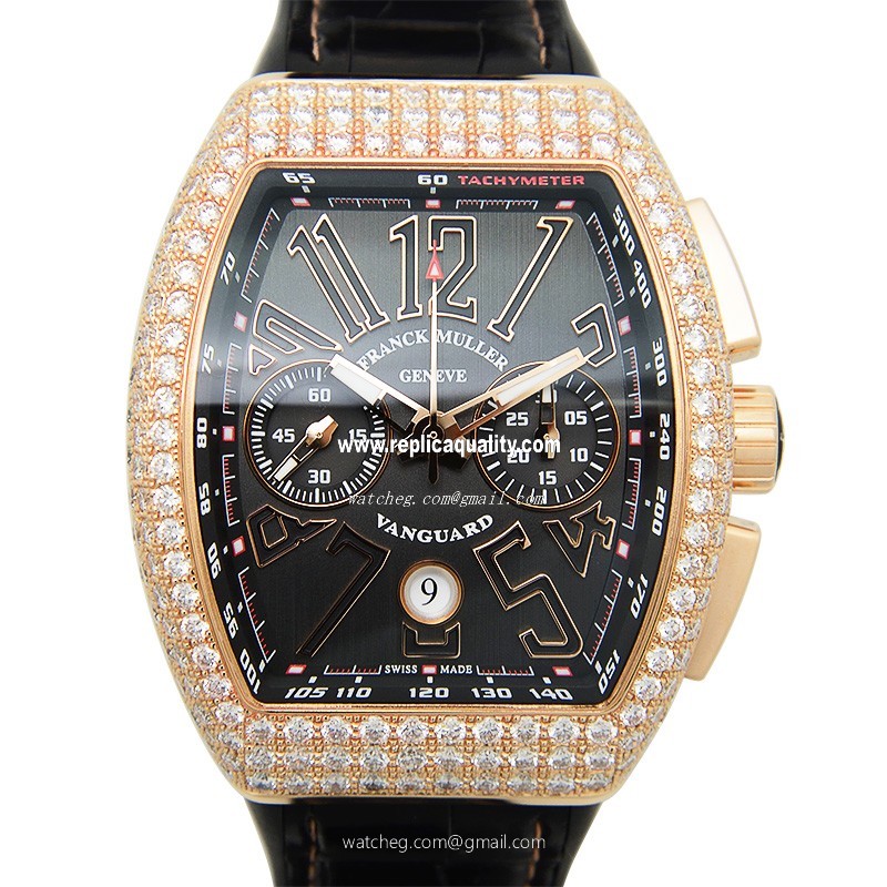 Franck Muller VANGUARD V 45 CC DT D (5N) Automatic 18kt Rose Gold & Diamonds Black