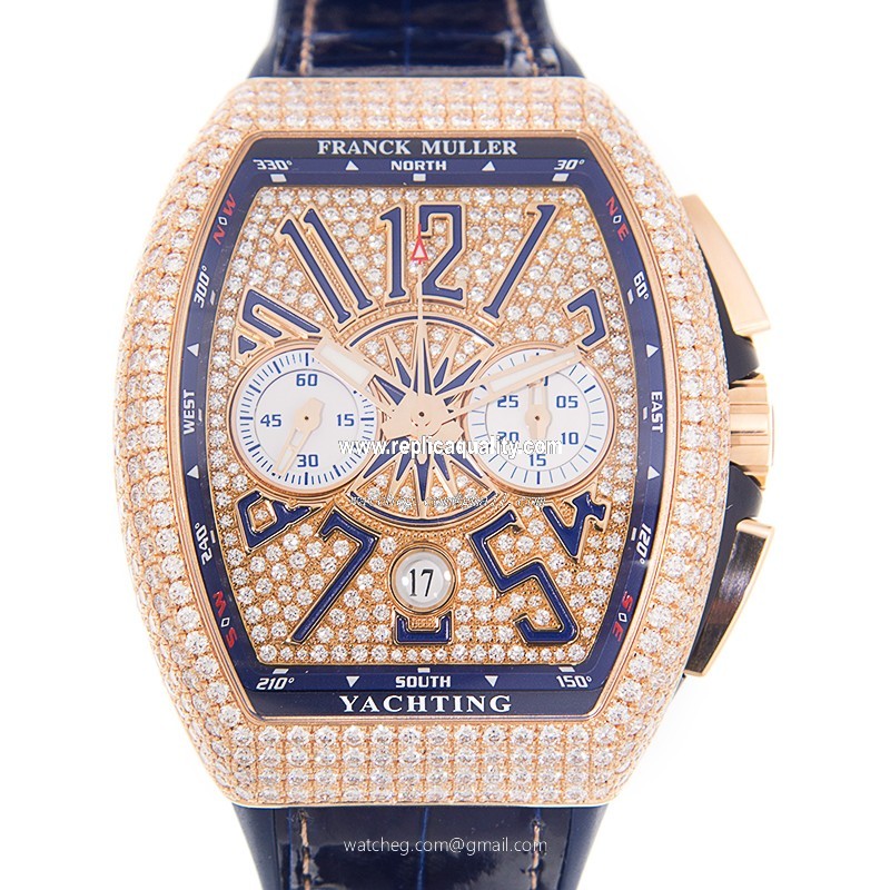 Franck Muller VANGUARD V 45 CC DT D CD (5N.BL) Automatic 18kt Rose Gold & Diamonds Gold