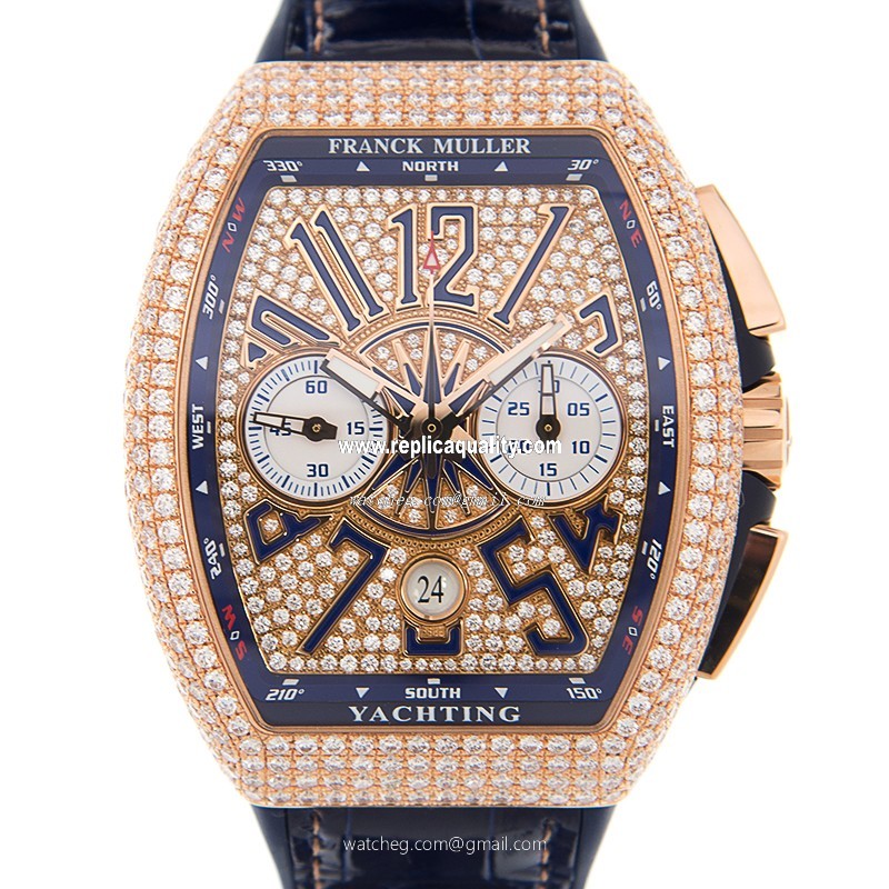 Franck Muller VANGUARD V 45 CC DT D CD YACHTING (5N.BL) Automatic 18kt Rose Gold & Diamonds Gold