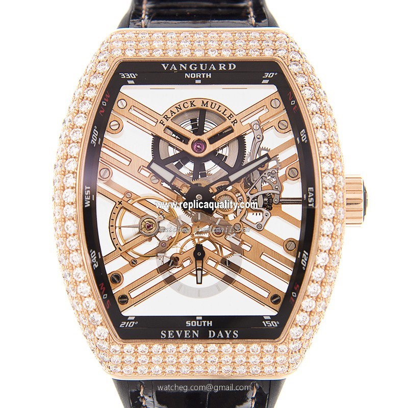 Franck Muller VANGUARD V 45 S6 SQT D (5N.NR) Automatic 18kt Rose Gold & Diamonds Gold