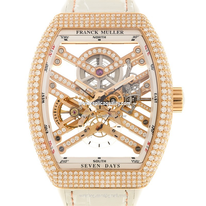 Franck Muller VANGUARD V 45 S6 SQT D MVT D (5N.BC) Automatic 18kt Rose Gold & Diamonds Transparent