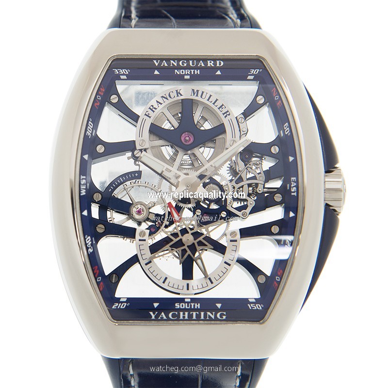 Franck Muller VANGUARD V 45 S6 SQT YACHTING ANC (AC.BL) Manual Wind Stainless Steel Transparent Skull