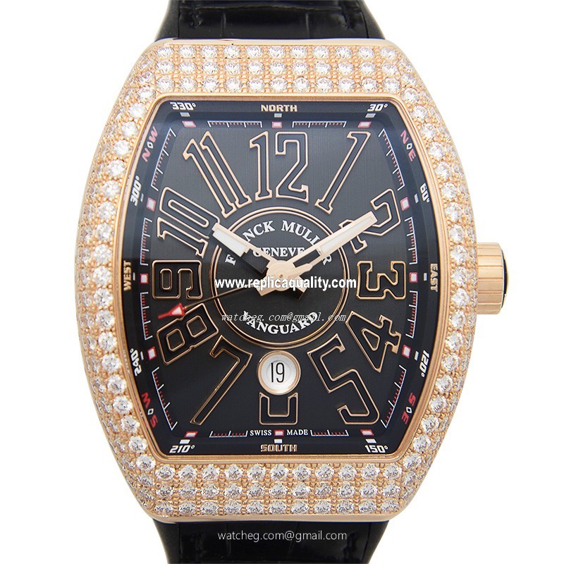 Franck Muller VANGUARD V 45 SC DT D (5N) Automatic 18kt Rose Gold & Diamonds Black