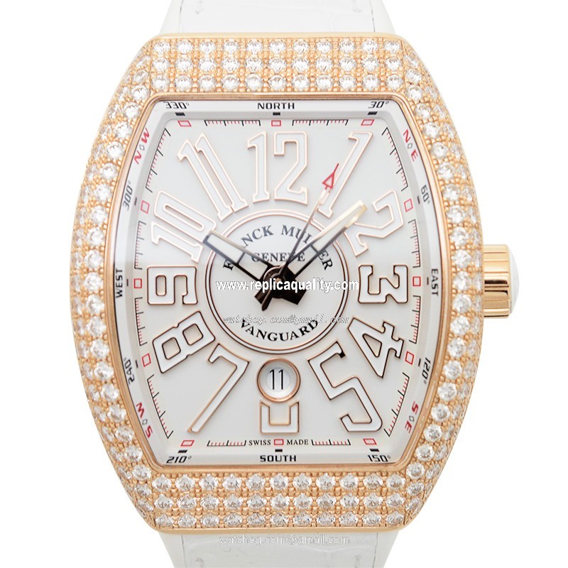 Franck Muller VANGUARD V 45 SC DT D (5N BC) Automatic 18kt Rose Gold & Diamonds White