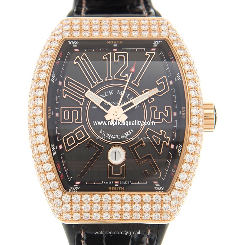 Franck Muller VANGUARD V 45 SC DT D (5N.NR) Automatic 18kt Rose Gold & Diamonds Black