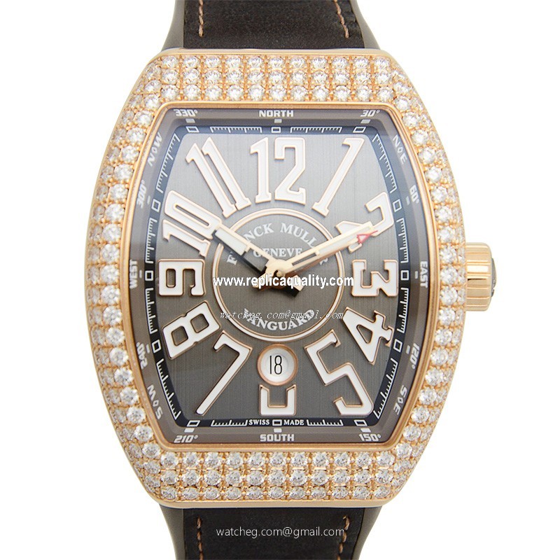 Franck Muller VANGUARD V 45 SC DT D (5NTT) Automatic 18kt Rose Gold & Diamonds Gray