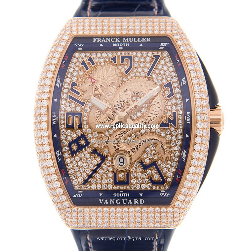 Franck Muller VANGUARD V 45 SC DT D CD DRAGON KING (5N.BL) Automatic 18kt Rose Gold & Diamonds Gold