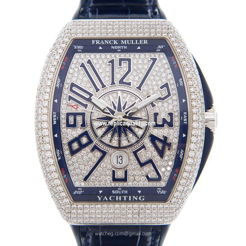 Franck Muller VANGUARD V 45 SC DT D CD YACHTING (OG.BL) Automatic 18kt White Gold & Diamond Blue 