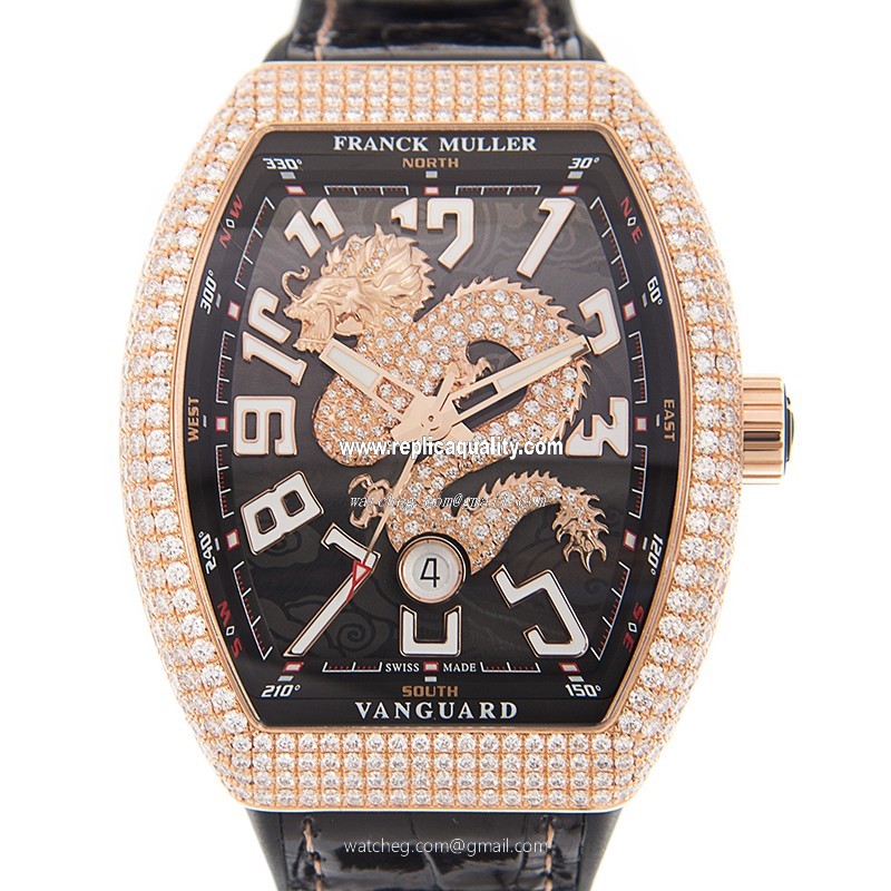 Franck Muller VANGUARD V 45 SC DT D DRGCD (5N.NR) Automatic 18kt Rose Gold & Diamonds Black
