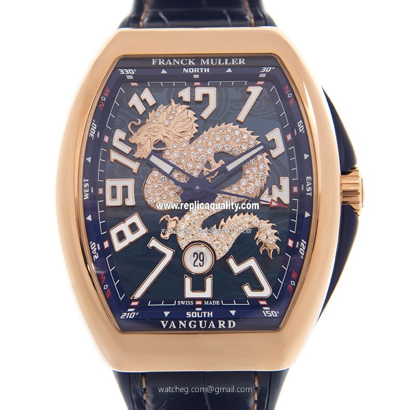 Franck Muller VANGUARD V 45 SC DT DIA DRAGON KING (5N.BL) Automatic 18kt Rose Gold Silver