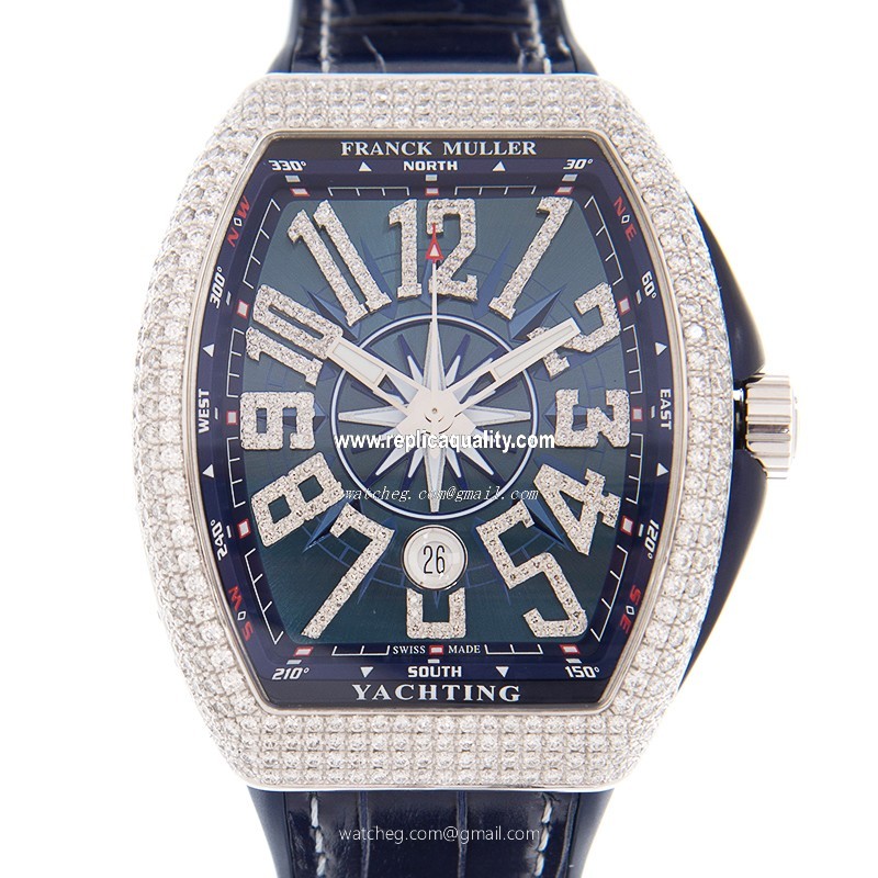 Franck Muller VANGUARD V 45 SC DT D NBR CD YACHTING (OG.BL) Automatic 18kt White Gold & Diamond Blue 