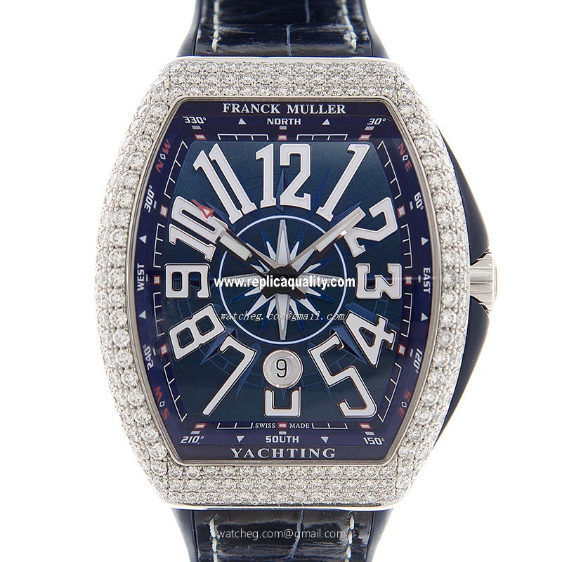 Franck Muller VANGUARD V 45 SC DT D YACHTING (AC.BL) Automatic Stainless Steel & Diamonds Blue 