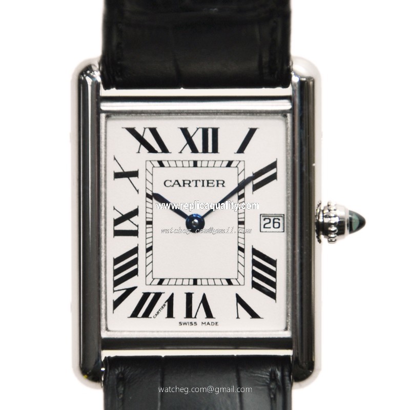 Cartier TANK W1540956 Quartz 18kt White Gold Silver