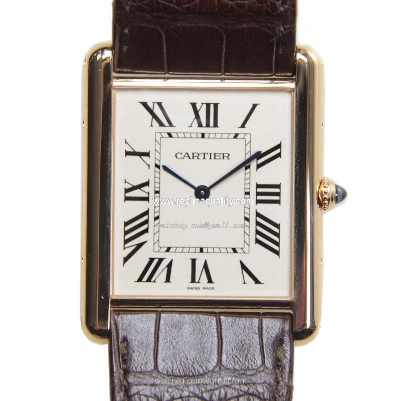 Cartier TANK W1560017 Automatic 18kt Rose Gold Silvery & White