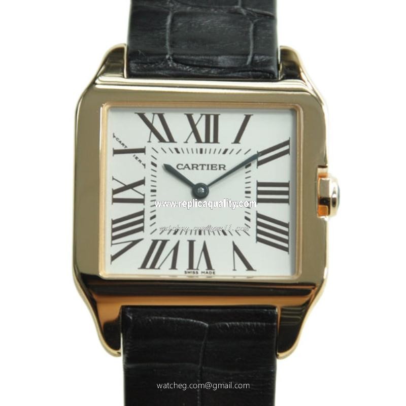 Cartier SANTOS W2009251 Quartz 18kt Rose Gold Silvery & White