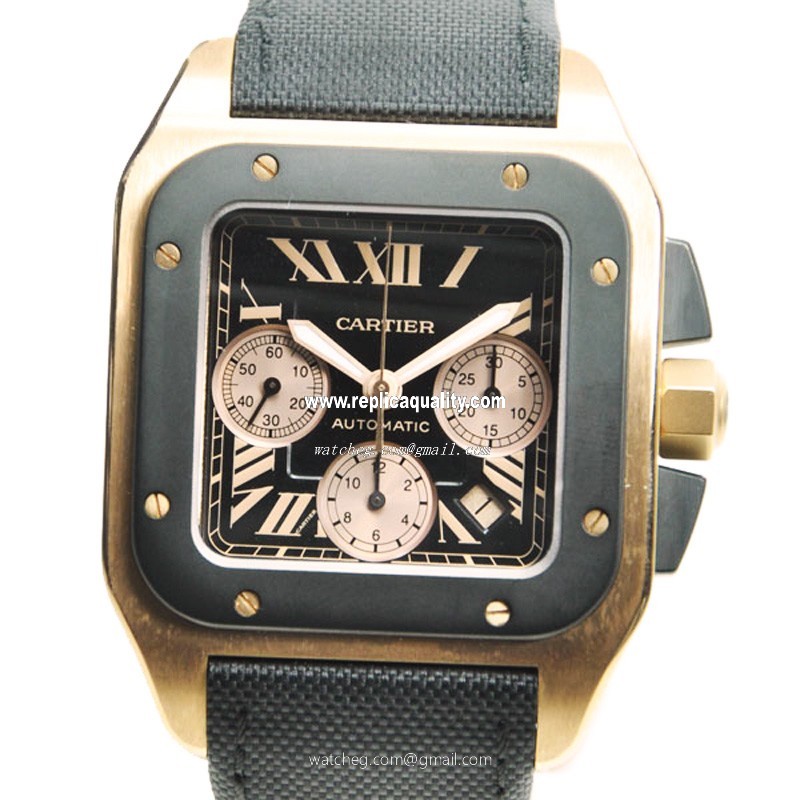 Cartier SANTOS W2020003 Automatic 18kt Rose Gold Black