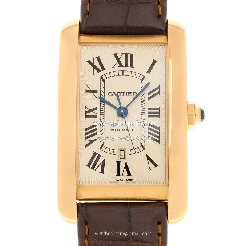 Cartier TANK W2609856 Automatic 18kt Rose Gold Silver