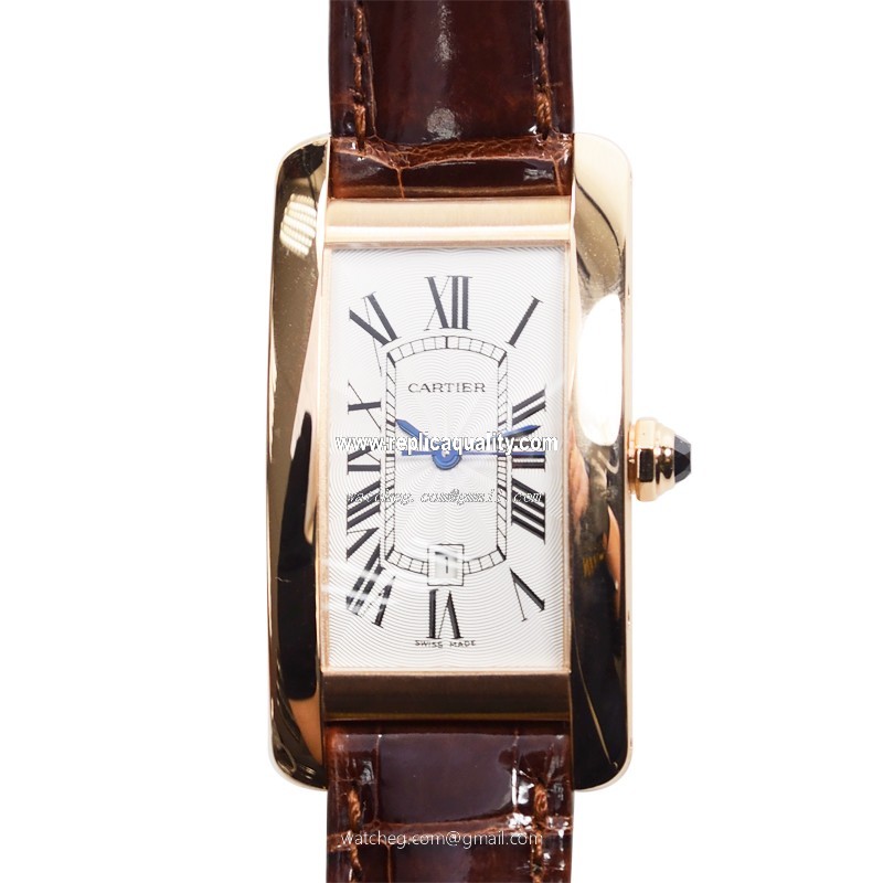 Cartier TANK W2620030 Automatic 18kt Rose Gold Silvery & White