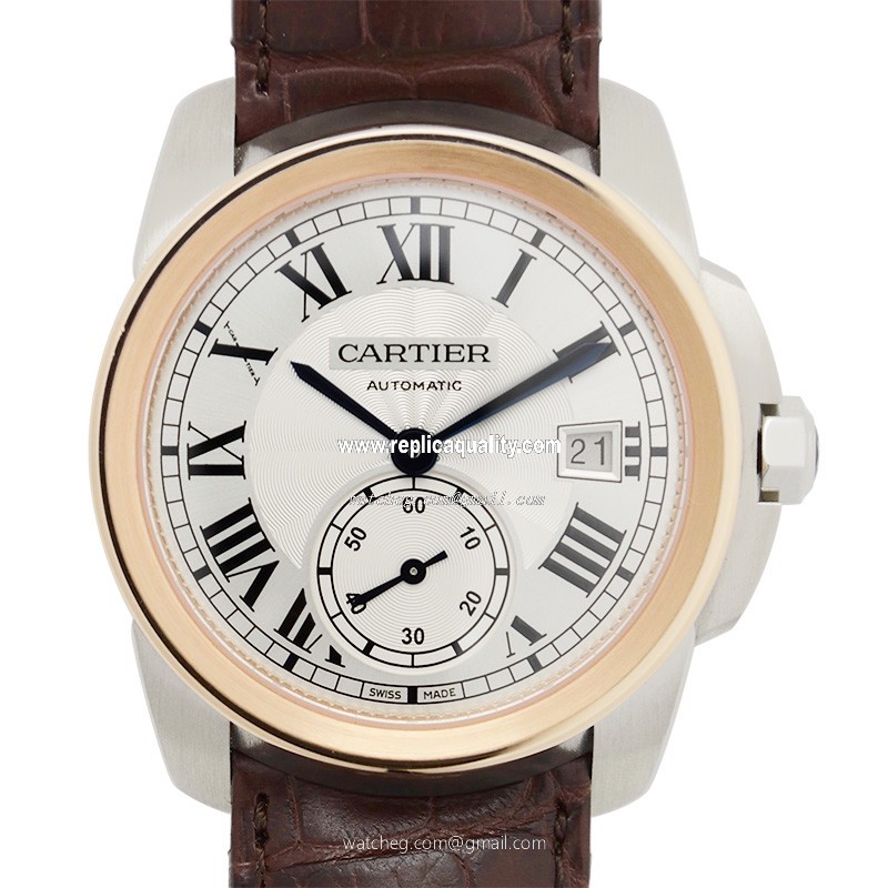 Cartier CALIBRE DE CARTIER W2CA0002 Automatic 18kt Rose Gold & Steel Silver