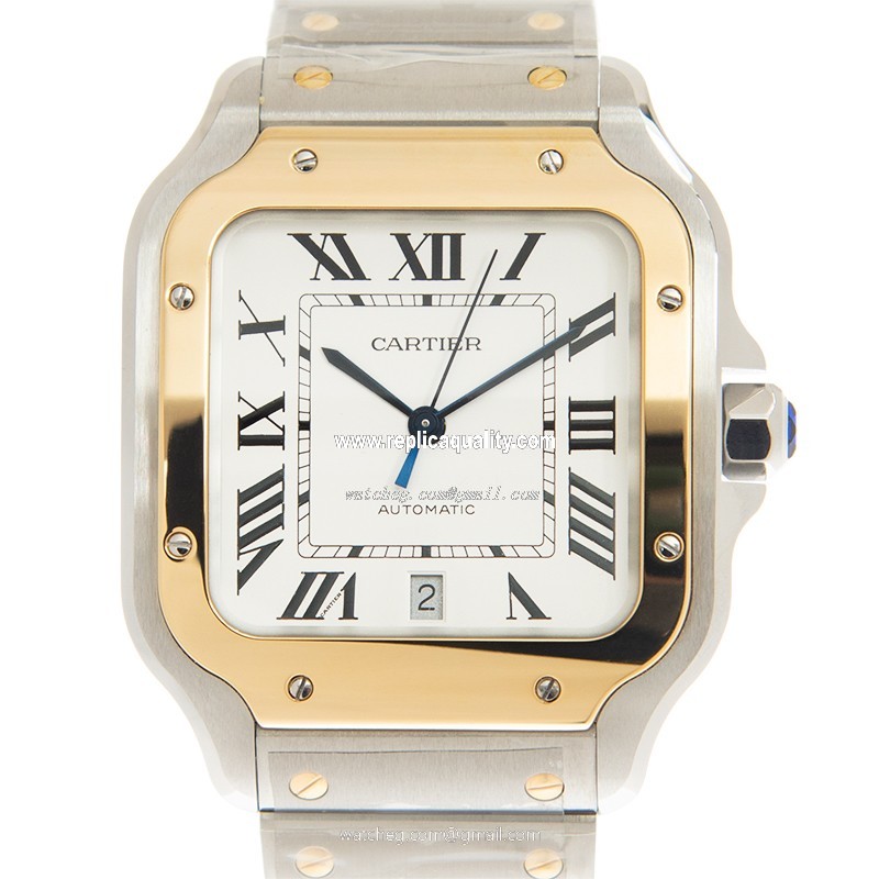 Cartier SANTOS W2SA0009 Automatic 18kt Gold & Steel Silver