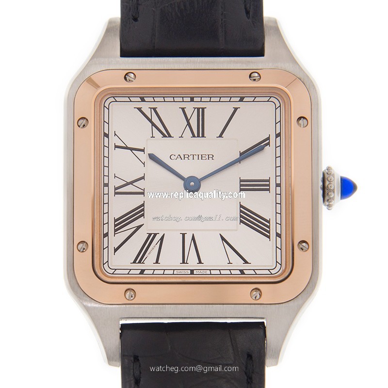 Cartier SANTOS W2SA0011 Quartz 18kt Rose Gold & Steel Silver