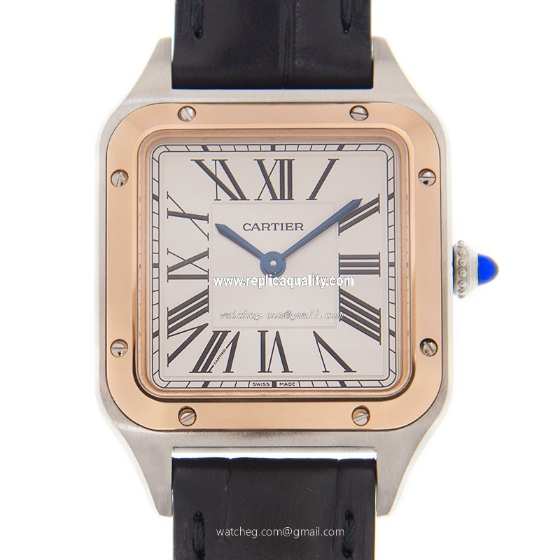 Cartier SANTOS W2SA0012 Quartz 18kt Rose Gold & Steel Silver