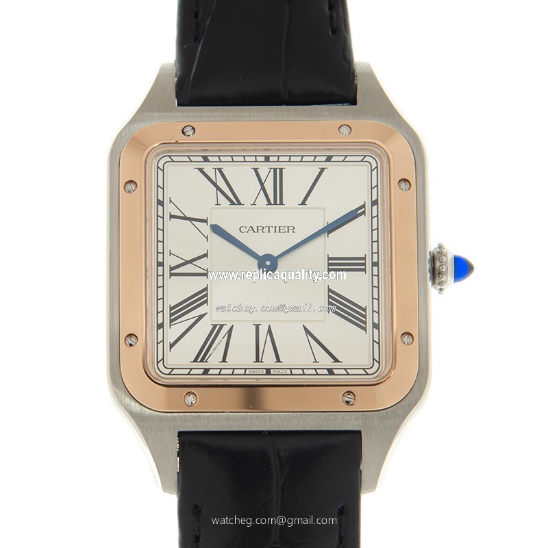Cartier SANTOS W2SA0017 Manual Wind 18kt Rose Gold Silver