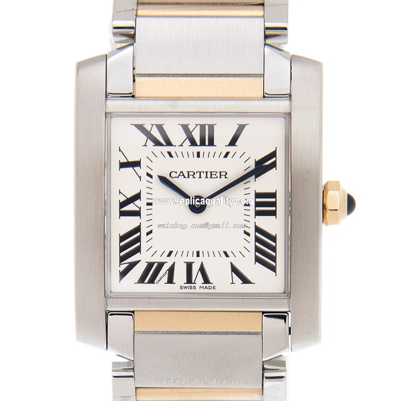 Cartier TANK W2TA0003 Quartz 18kt Gold & Steel Silvery & White