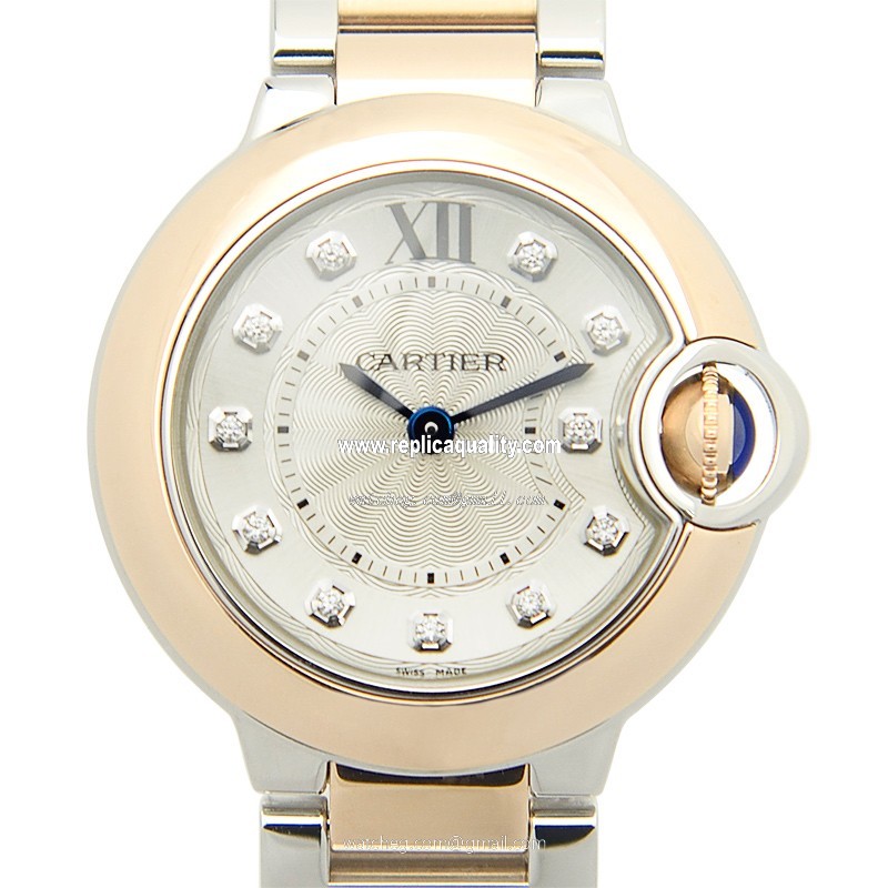 Cartier BALLON BLEU W3BB0005 Quartz 18kt Rose Gold & Steel Silver