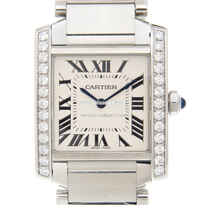 Cartier TANK W4TA0009 Quartz Stainless Steel & Diamonds White