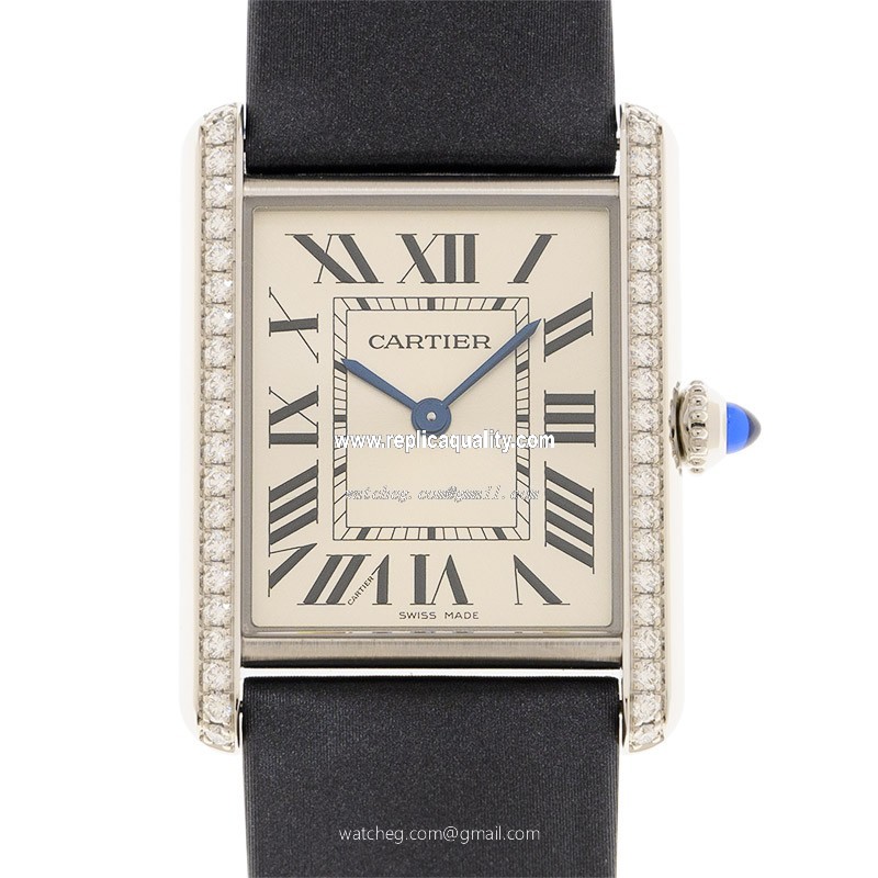 Cartier TANK W4TA0017 Quartz Stainless Steel & Diamonds Silver