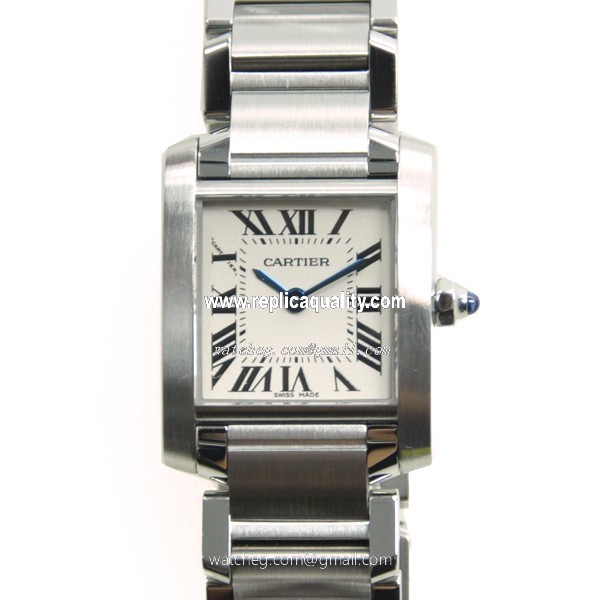 Cartier TANK W51008Q3 Quartz Stainless Steel Silvery & White