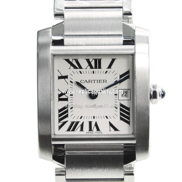 Cartier TANK W51011Q3 Quartz Stainless Steel Silvery & White