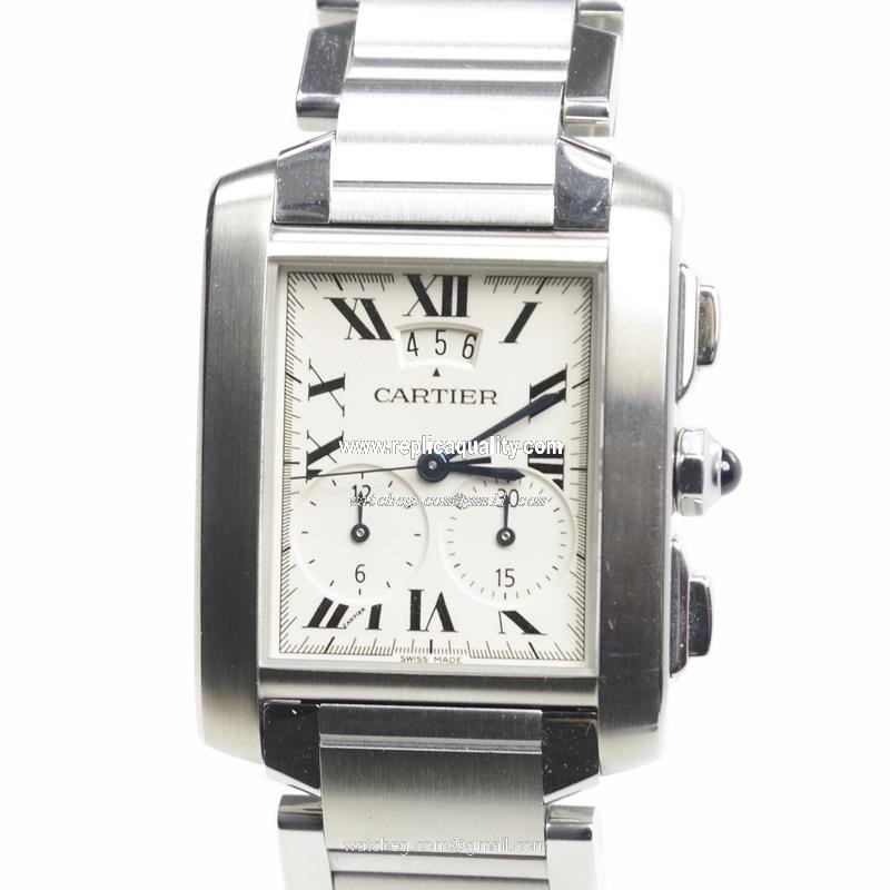 Cartier TANK W51024Q3 Quartz Stainless Steel White